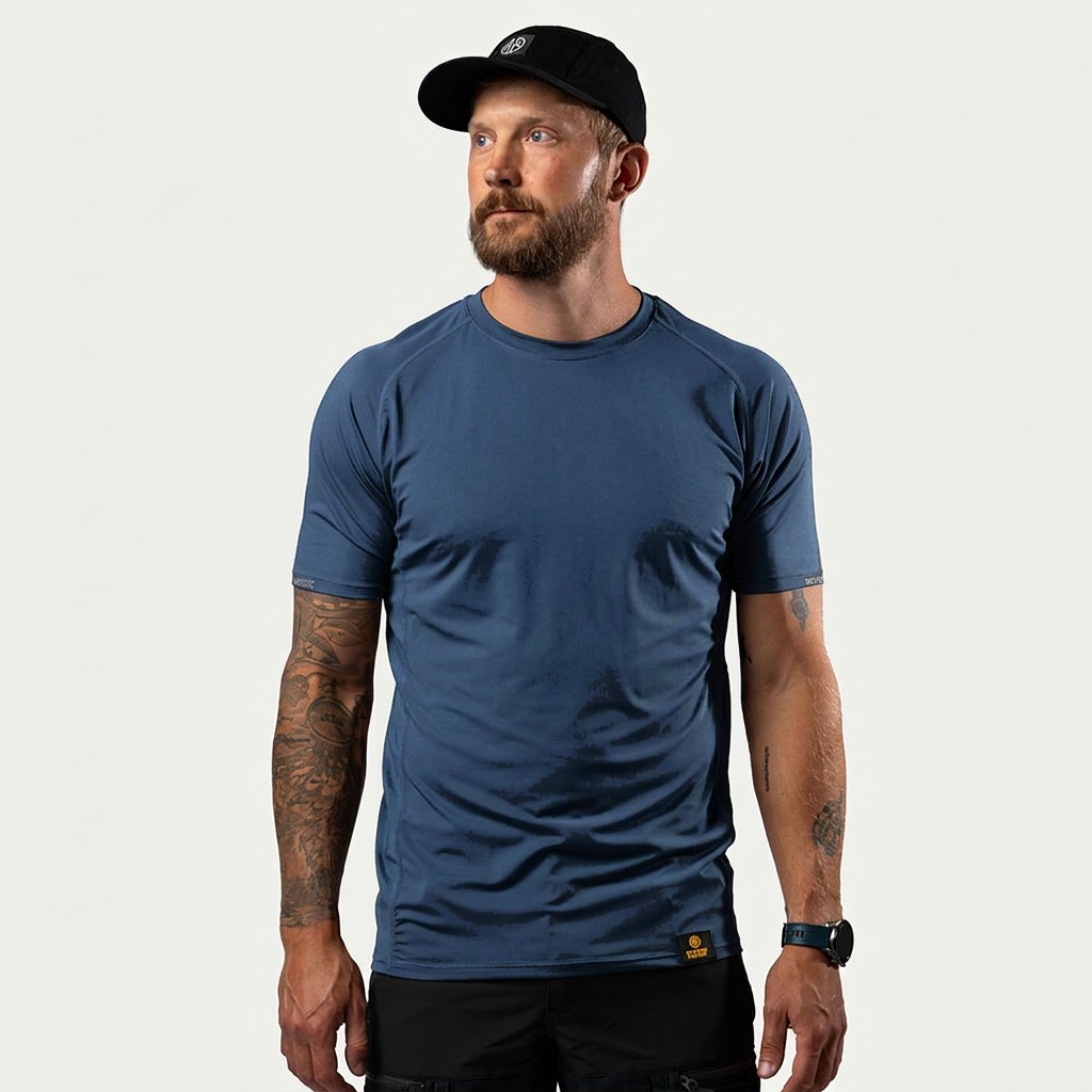 Ensign Blue BN205 Performance Tee on model