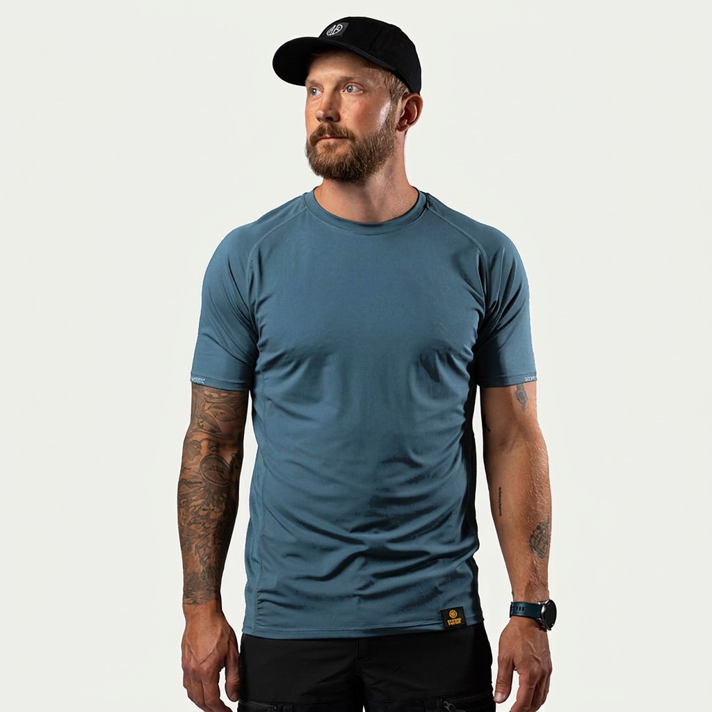 Mallard Blue BN205 Performance Tee on model