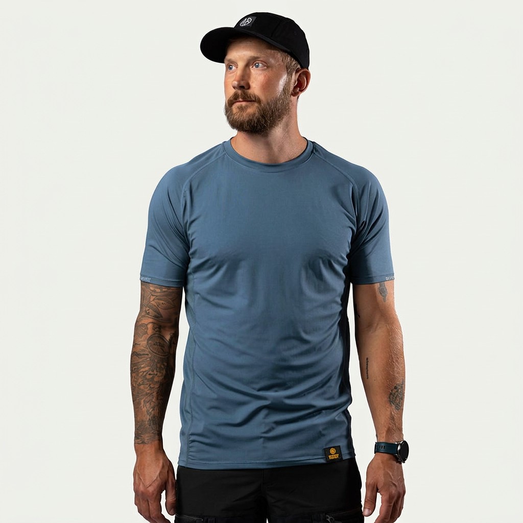 Real Teal BN205 Performance Tee on model
